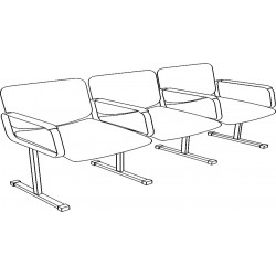 Кресло клубное ( секция стульев) полумягкое 3-х (трех) секционное