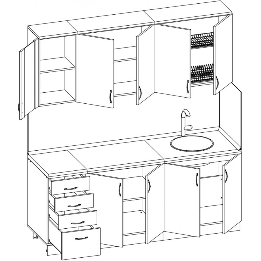 Набор кухонной мебели с мойкой (по 120 приказу) без панели (кухня)