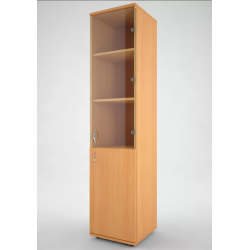 Шкаф канцелярский узкий (колонка) со стеклом однодверный