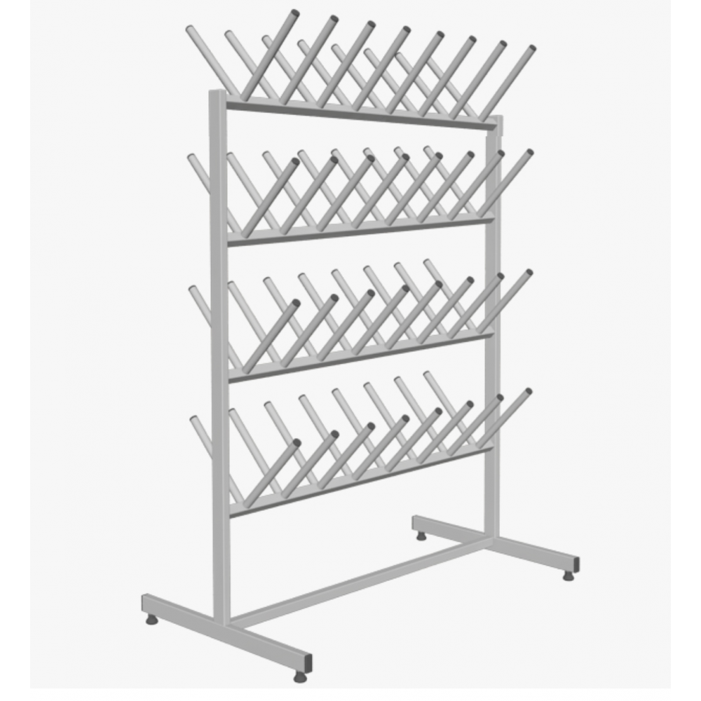 Вешалка двухсторонняя (стеллаж) для просушки обуви (сушилка для сапог, коньков, валенок, спортивной обуви) пристенная на 32 пары 1200х450х1650