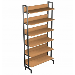 Стеллаж библиотечный односторонний 6 полок 900х345х1824