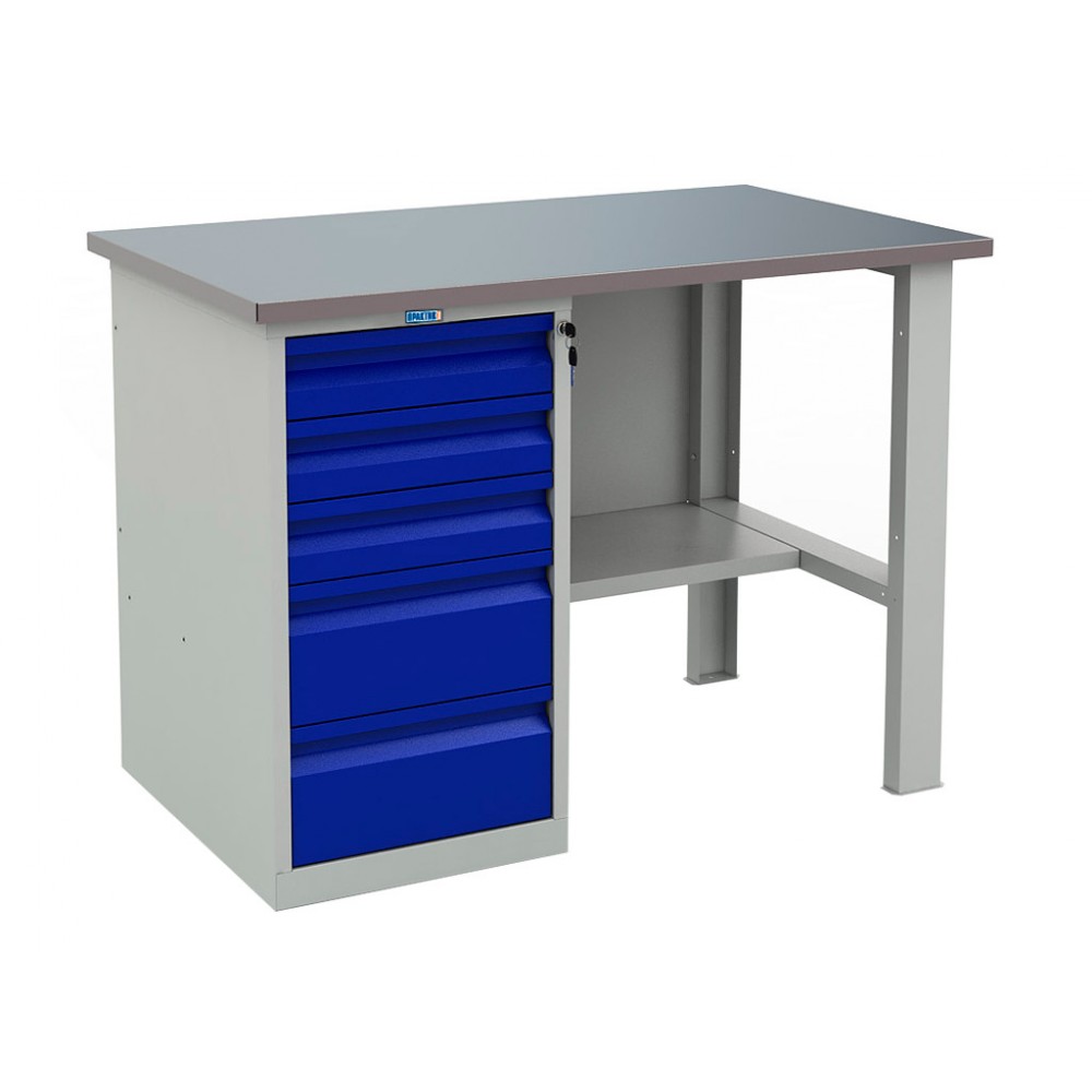 Верстак однотумбовый с 5 ящиками 1200х700х866. Стол для обслуживания (чистки) оружия. Столешница МДФ. Верстак однотумбовый с 5 ящиками 1200х700х866. Стол для обслуживания (чистки) оружия. Столешница МДФ.