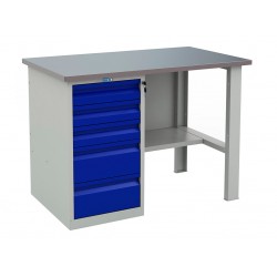 Верстак однотумбовый с 5 ящиками 1200х700х866. Стол для обслуживания (чистки) оружия. Столешница МДФ.