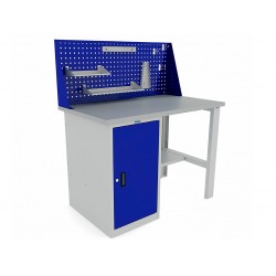 Верстак однотумбовый на 5 ящиков с экраном и полками. Стол для обслуживания (чистки) оружия. Столешница МДФ. 1200х700х1366